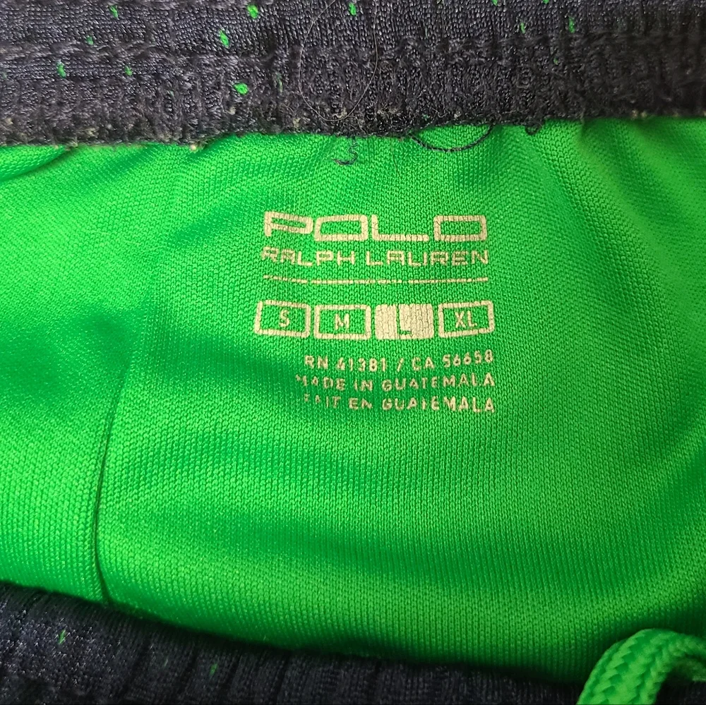 Polo Ralph Lauren Mesh Athletic Shorts Boy's Navy Blue & Neon Green Sz L